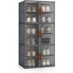 Costway - bote de rangement plastique 150 l, 6 caisses de rangement pliables, boite empilable pour 12 ...