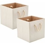 Bote de rangement pliable en tissu de coton en bambou avec poignes, panier de rangement, caisse de ...