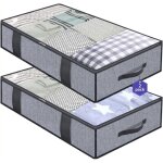 Bo�tes de rangement sous le lit, lot de 2, grande capacit� sac sous vide couette, avec poign�es renforc�es, ...