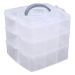 Boite de rangement transparente 3 niveaux superposables en plastique, bote de tri avec poigne, maximum ...