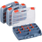 Bote de rangement pour vis, lot de 3, caisse pour boulons, 6x32x26 cm, compartiments ajustables, gris ...