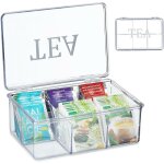 Relaxdays boite � th�, en plastique, rangement, 6 compartiments, avec couvercle, hlp : 9 x 21, 5 x 15 ...