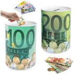 Bo�te tirelire m�tal �tain pour billets et pi�ces, d�corative, dimensions 11 x 7, 5 cm, lot de 2 pi�ces ...