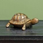 Bote tortue aluminium dor 12x16x21cm