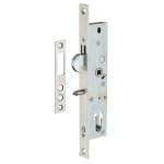 Boitier de serrure encastrable � crochet � cylindre pour porte coulissante, axe 20mm, bouts carr�s, zingu� ...