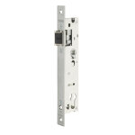 Boitier de serrure encastrable � cylindre pour menuiserie m�tallique, axe 24mm, l39, bouts carr�s, inox ...