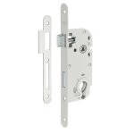 Boitier de serrure encastrable � cylindre pour porte d'entr�e, axe 40mm, bouts ronds, blanc - thirard ...