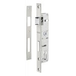 Boitier de serrure � encastrer pour porte m�tallique, axe 22 mm l. 40 e. 70, r�versible