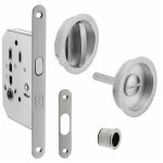 Bonaiti - serrure porte coulissante � crochet - axe 40mm - rosaces rondes condamnation + tire - doigts ...