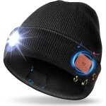 Bonnet bluetooth avec led lampe, ide cadeau homme bonnet bluetooth lampe frontale rechargable cadeau ...