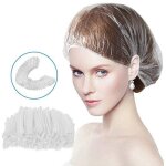 Bonnet de douche jetable 100 pi�ces, bonnet de douche large �lastique �pais en plastique transparent, ...