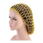 Bonnet en maille filet  cheveux pour femme, charpe de sommeil de couleur unie, jaune