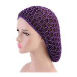 Bonnet en maille filet  cheveux pour femme, charpe de sommeil de couleur unie, vert