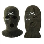 Bonnet tricot� 3 trous avec lettre brod�e, cache - visage chaud pour ski, cyclisme et course en plein ...