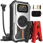 Booster batterie voiture avec gonfleur puissant 6000a fonction de gonflage des pneus 150psi essence 7. ...