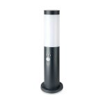 Silumen - borne de jardin acier inoxydable avec dtecteur 45cm pour ampoule e27 ip44 - noir