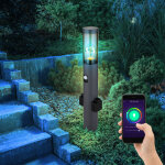 Borne lumineuse avec dtecteur de mouvement lampe d'extrieur avec prises lampadaire extrieur, fume ...