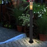 Borne lumineuse d'ext�rieur lampes de jardin noir ip44, lampadaire terrasse balcon, acier inoxydable ...