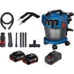 Bosch - aspirateur sans fil gas 18v - 10 l / 2x batterie 4, 0 ah + chargeur y compris set d'accessoires ...