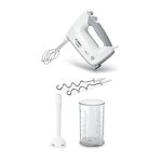 Bosch - batteur mfq36440 - 450 w - 5 vitesses - 2 fouets / 2 crochets ptrisseurs inox - bol gradu avec ...