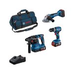 Bosch - combo kit 18v avec 3 outils gsb 18v - 45 + gws 18v - 10 + gbh 18v - 22 + 2 batteries 5, 0 ah ...