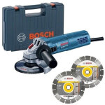 Bosch - meuleuse dangle profesionnal 800w - 125 mm + 2 disques diamants + coffret - gws 880