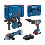 Bosch - pack 3 outils 18v - perforateur - perceuse - visseuse - meuleuse avec 1 batterie 18v 4. 0ah + ...