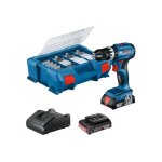 Perceuse a percussion bosch professional gsb 18v - 45 + 2 batteries 2, 0ah + chargeur gal 18v - 20 - ...