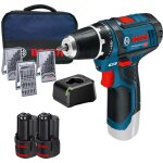 Bosch - perceuse - visseuse sans fil gsr 12v - 15 / 2x 3, 0 ah batterie + chargeur, y compris jeu d'embouts ...