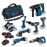 Bosch professional - lot de 8 machines toolkit 18v - bosch - avec 4 x batterie 18v 5. 0ah - chargeur ...