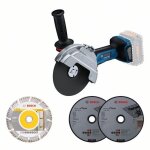 Bosch professional - meuleuse angulaire sans fil bosch gws 18v - 180 p biturbo solo + 3 disques � tron�onner ...
