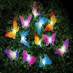 Bougies dcoratives de jardin avec papillons lumineux,  charge solaire, multicolores