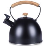 Bouilloire en acier noir avec sifflet pour faire bouillir de l'eau sur la cuisini�re