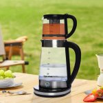 Bouilloire �lectrique double 2, 5 l avec th�i�re en verre 1 l, machine � th� 1500w avec infuseur, �cran ...