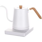 Bouilloire �lectrique th�i�re � caf� acier inoxydable grain de bois blanc 800ml 1200 w