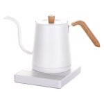 Bouilloire lectrique thire  caf acier inoxydable grain de bois blanc 800ml 1200 w