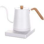 Bouilloire �lectrique th�i�re � caf� acier inoxydable grain de bois blanc 800ml 1200 w