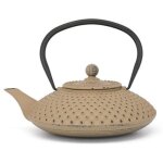 Bouilloire plate de fonte asia de 1, 25 litre, couleur sable, grande cruche � induction �maill�e avec ...