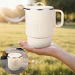 Bouilloire pliable mini bouilloire electrique 1l voyage en acier inoxydable avec cuiseur vapeur ?ufs ...