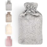 Bouillotte premium avec housse en fausse fourrure douce 2l - bouillotte en caoutchouc naturel - bouillotte ...