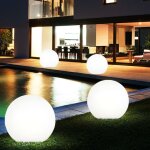 Boule lumineuse d'ext�rieur lampe solaire d�coration de jardin ext�rieur, plastique blanc, blanc chaud, ...