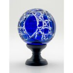 Boule de rampe cristal bleu mousson pied noir