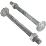 Boulon (vendu avec ecrou) trcc japy t�te ronde collet carr� m16x190 filet�e sur 100 classe 6. 8 forte ...