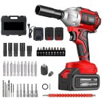 Boulonneuse a choc sans fil, perceuse visseuse devisseuse san fil - avec 2 batteries 24v, 350 nm, 0 - ...