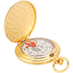 Boussole de poche style montre � gousset en laiton, portable et pliable pour randonn�e camping