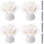 Boutons en c�ramique 4 pi�ces boutons de tiroir en c�ramique fleur de fleur ros boutons de meubles rose ...