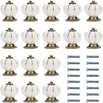 Bouton ceramique meuble blanc et or avec vis en forme de citrouille (lot de 16) - 3, 6 x 3, 8 cm - bouton ...