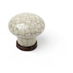 Bouton en cuir porcelaine - craquel�, dimensions: 30x30x27mm, �: 30mm - talla
