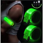 Brassard lumineux led, brassard reflechissant led running, bande clignotant ajustable bracelet lumineux ...