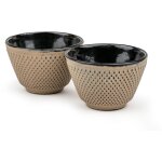 Bredemeijer set de 2 tasses � th� de en fonte �maill�e, couleur sand d'une contenance de 100 ml chacune ...